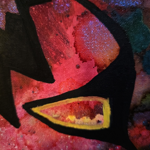 HANDCRAFTED Abstract Alien Painting HANDMADE & HANDPAINTED Wall Art Decor 15x30 - Picture 8 of 17